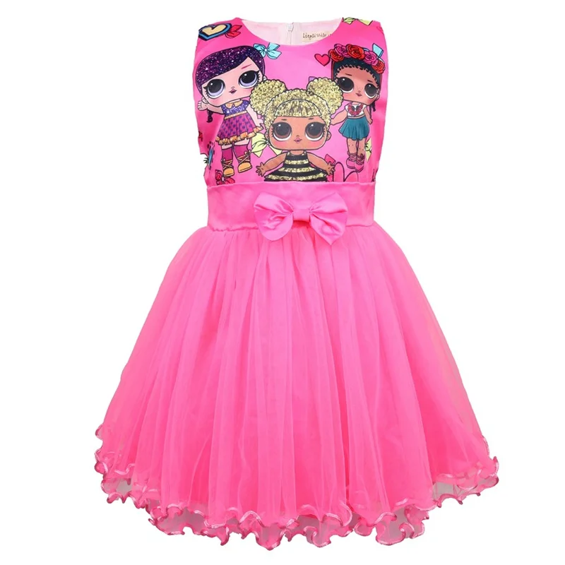 

Children's wedding dress surprise doll LOL cute dress cartoon princess dress female show lace mesh dress