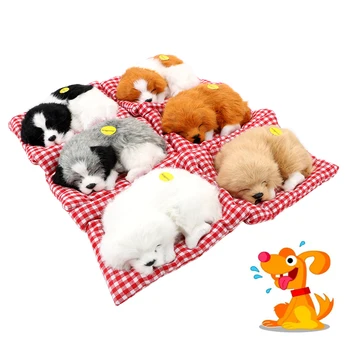 

LEEPEE Car Styling Auto Accessories Simulation Sleeping Dog Toy With Sound Cute Plush Dogs Dashboard Decoration Car Ornament
