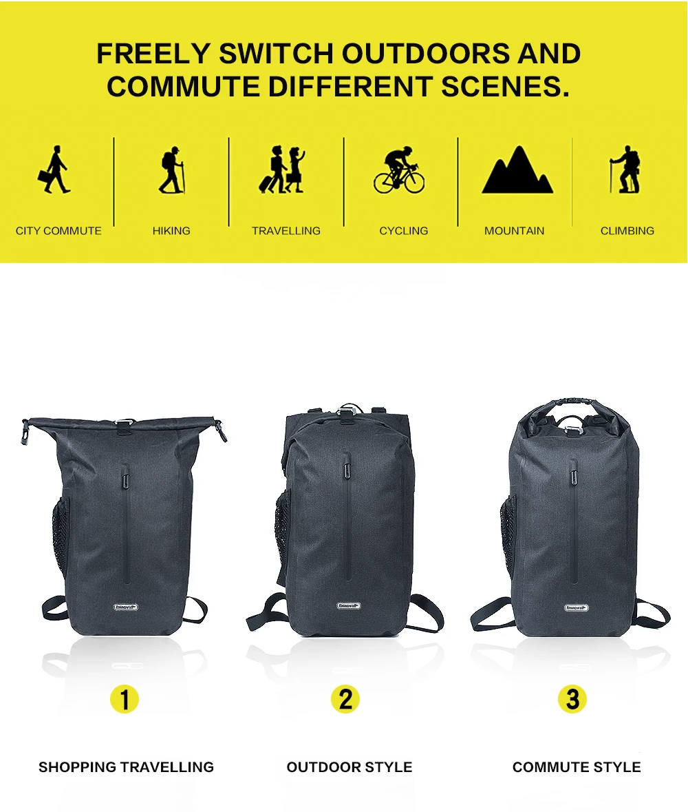 Best Rhinowalk Multifunctional Outdoor Full Waterproof Cycling Backpack 25L Men Women Sports Cycling Hiking Rucksack Backpack 1