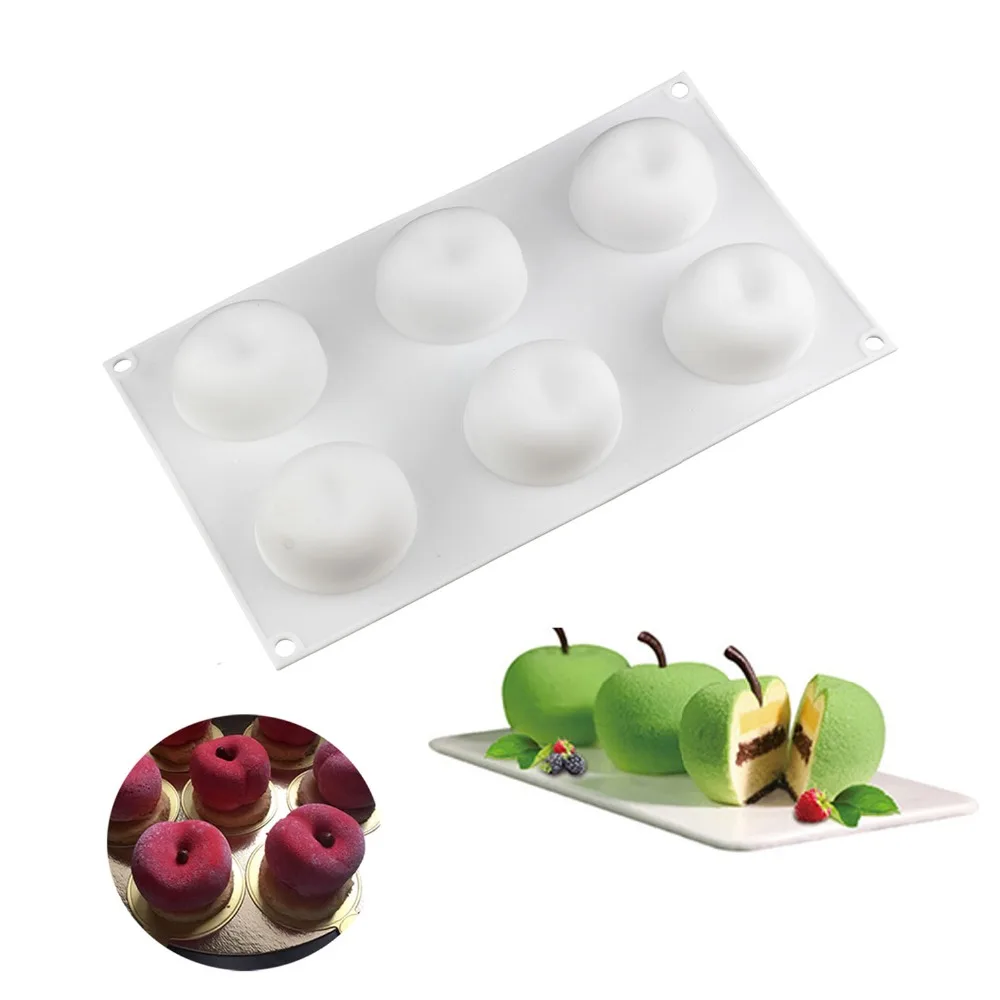 

6 Round Apple shape Silicone cake mold DIY bread Chocolate Dessert Brownies silicone soap candle Mold