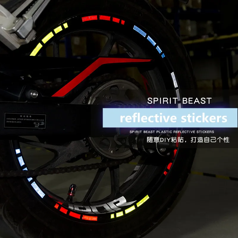 

Spirit Beast Motorcycle Wheel Stickers Tyre Pastes Reflective 10pcs*4 Pvc Universal For Honda Yamaha Kawasaki Suzuki All Models