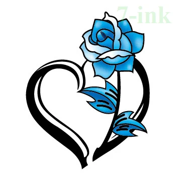 039 Cc 33 6x6 Cm Couleur Petite Fleur Tatouages Bleu Rose Coeur Temporaire Tatouage Autocollant Transfert Deau Faux étanche Tatoo Gril Femme In