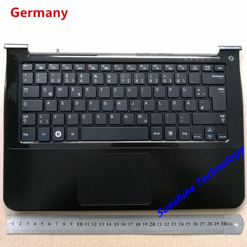 

Germany layout backlit new laptop keyboard with touchpad palmrest for samsung NP900X3A 900X3A GR BA75-02899C