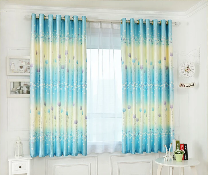 Sky blue high quality curtains finished / fit girl bedroom curtainsin