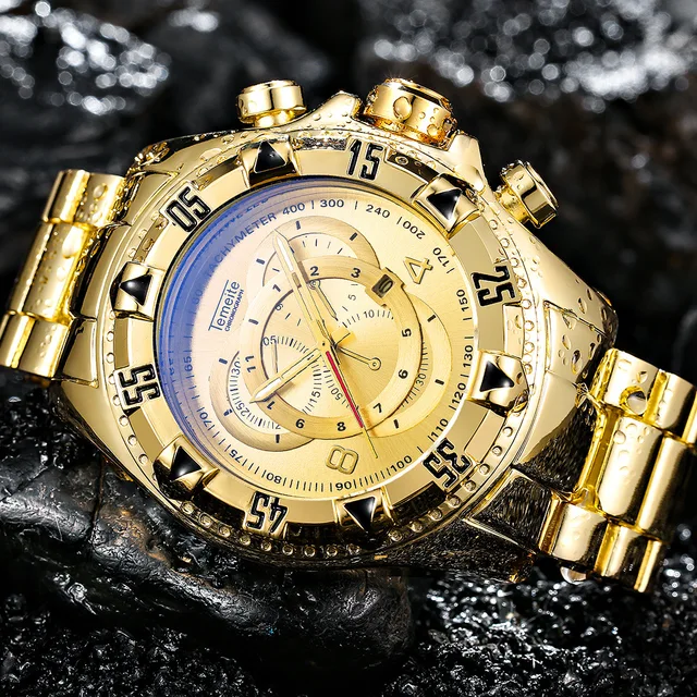 Luxury Gold Waterproof 316L Big Mens Watches Big Wrists - Image 8
