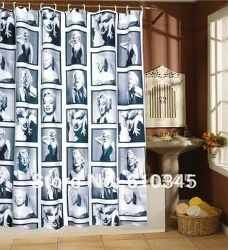 

Free Shipping 180cmx180cm Polyester Marylin Monroe printing shower curtain Waterproof Mouldproof bathroom curtain with Hooks