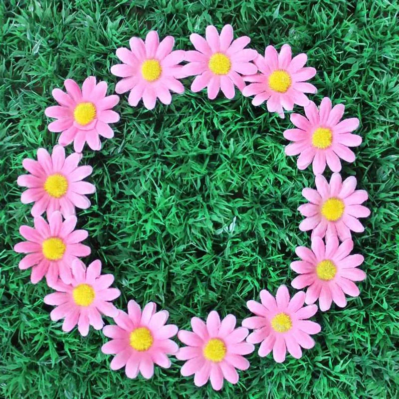 

Sale 50Pcs/1set DIY sunflower Daisy cloth flower chrysanthemum sunflower Artificial Sun Flowers Home Decoration