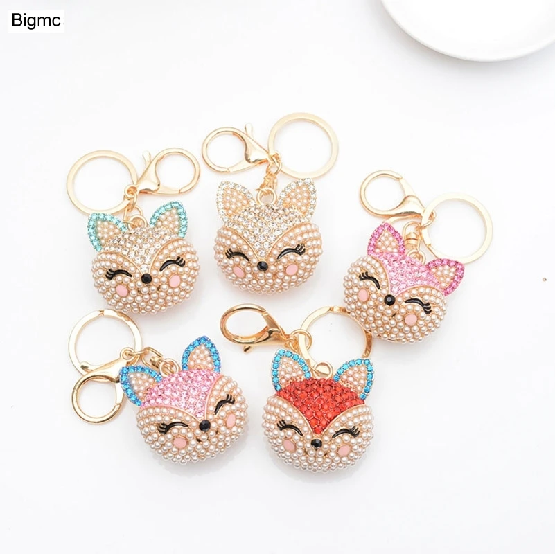 Fox Keychain - New Fashion Rhinestones Pendant metal Bag Charm Accessories creative Car Key Holder Lovely Chain K1688 | Украшения и