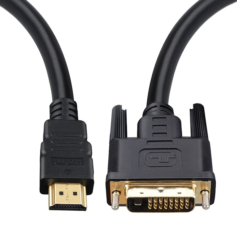 Высокоскоростной HDMI к DVI 24+ 1 pin адаптер позолоченный мужской DVI-D-Мужской HDMI кабель для 1080P HD HDTV HD PC xbox 0,5 м 1 м 2 м 3 м 5 м - Цвет: Черный