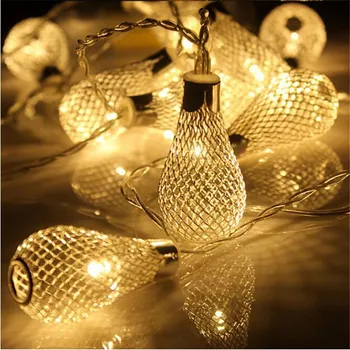 

LED String Light 10LED Lamp Iron Water Drop Lantern Ball Fairy String Rope for Home Party Decoration Christmas Tree