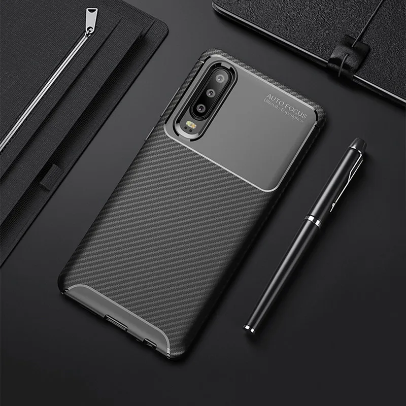 

For Huawei P30 Pro Case Carbon Fiber Silicon Phone Bag For Huawei P20 Lite Case Business Matte Cover For Huawei P30 P20 Pro Case