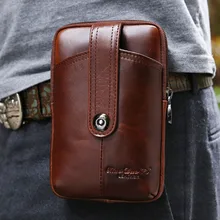 Мужская винтажная поясная сумка из натуральной воловьей кожи на кнопках, поясная сумка, кошелек для мобильного телефона/телефона
