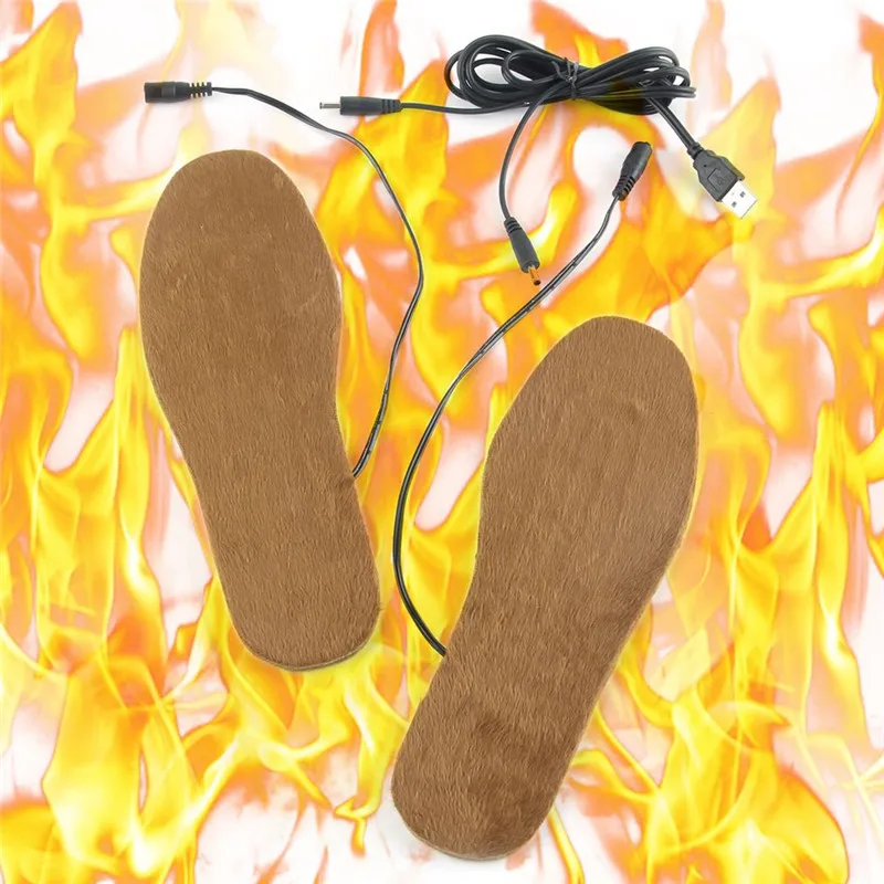 Новая мода; Лидер продаж; 1 пара; USB; с электрическим питанием; стельки с подогревом для обуви; теплые однотонные стельки для мужчин и женщин; унисекс