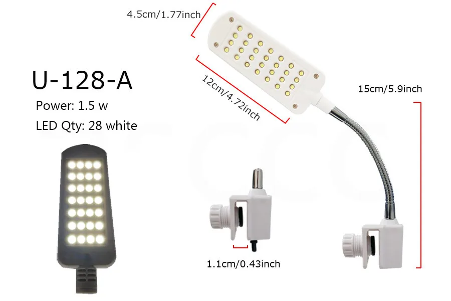 Гибкая лампа для аквариума высокой яркости с зажимом, светодиодный светильник для аквариума - Цвет: U-128A