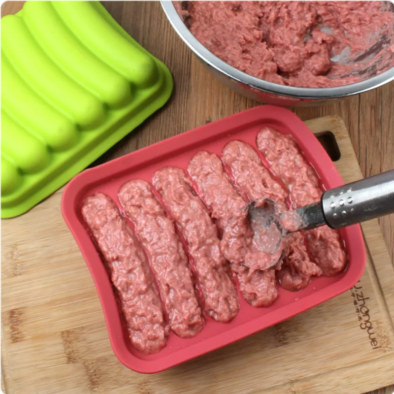

DIY Grilled Sausage Making Mold Silicone Burger Hot Dog Maker Mould Sausage Patty Makers Box Microwave Oven Kitchen DIY Tools