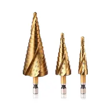 3Pcs HSS Titanium Drill Bit Set, 4-12/4-20/4-32mm , 1/4