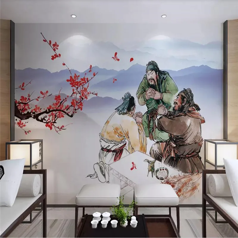 

Custom 3D murals Chinese style Taoyuan three knots brothers TV background wall decoration painting wallpaper mural wallpaper