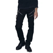 Новое поступление мода ногтей молния готический панк Брюки Личность мужские длинные штаны