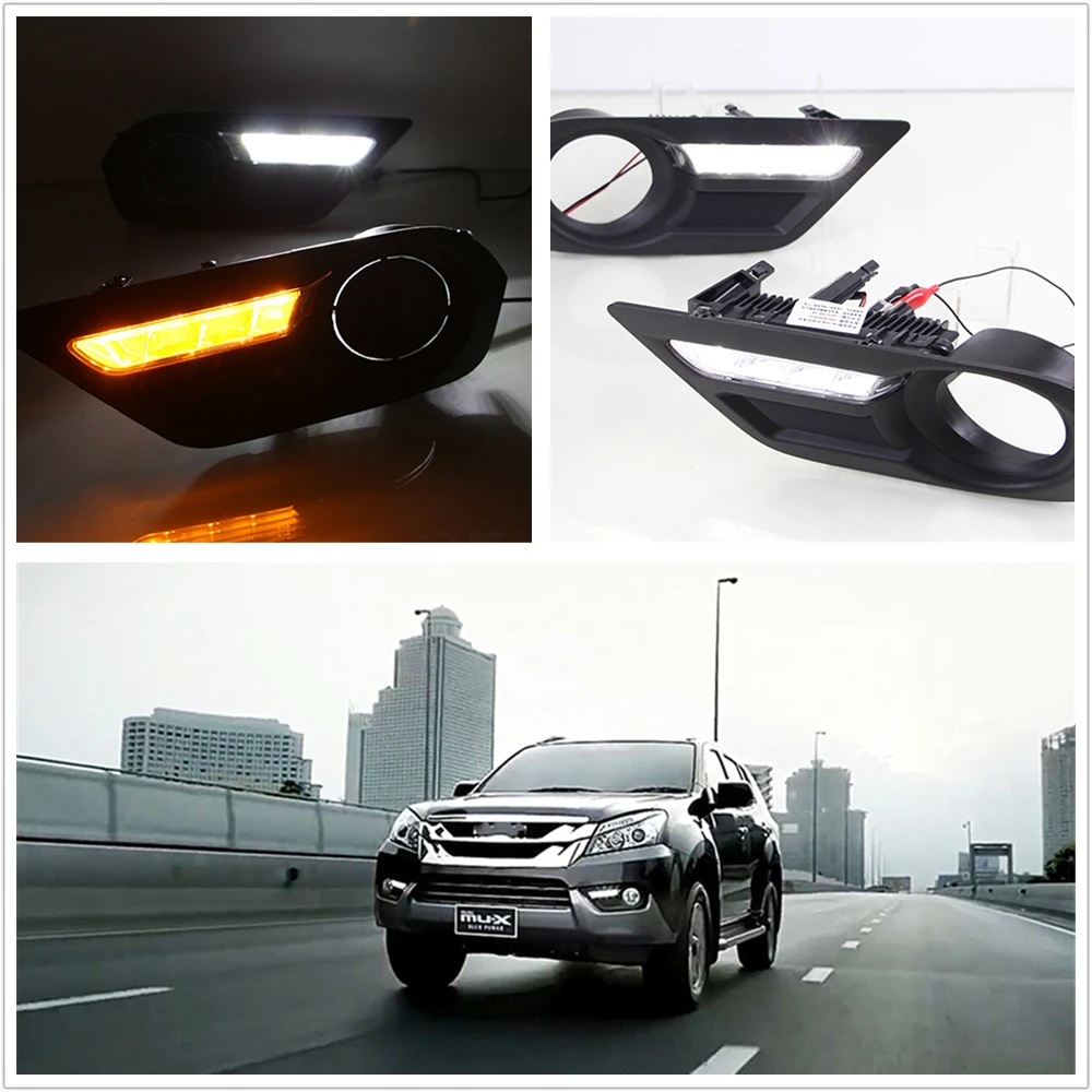 Светодиодные дневные ходовые огни для Isuzu MU-X MUX 2015 2016 противотуманные фары 12 В ABS DRL