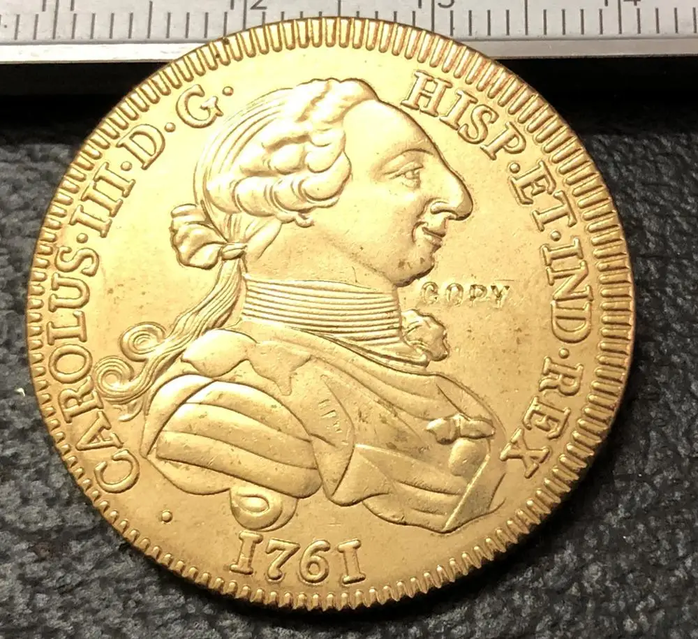1761 Испания 4 эскудо Карлос III Мадрид Золотая копия монета Безвалютные монеты  | Безвалютные монеты -32993155198