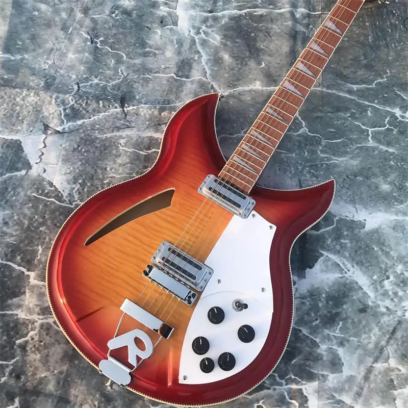 

12-string guitar,Rickenback 360 Electric Guitar,Double sided Flamed MapleTop,rosewood fingerboard has the gloss of varnish on i