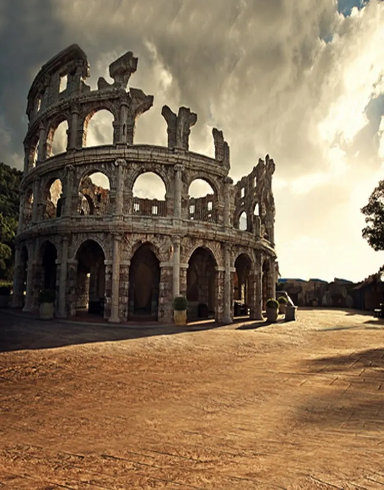 

5x7ft Roman Arena Stone Building Photography Backdrops Photo Props Studio Background