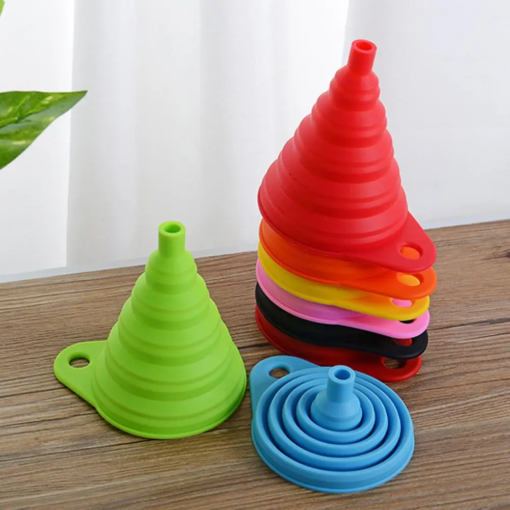 

1Pcs Food Grade Silicone Flexible Foldable Kitchen Funnel for Liquid Oil Diffuser Hopper Home Kitchen Gadgets 8 Colors