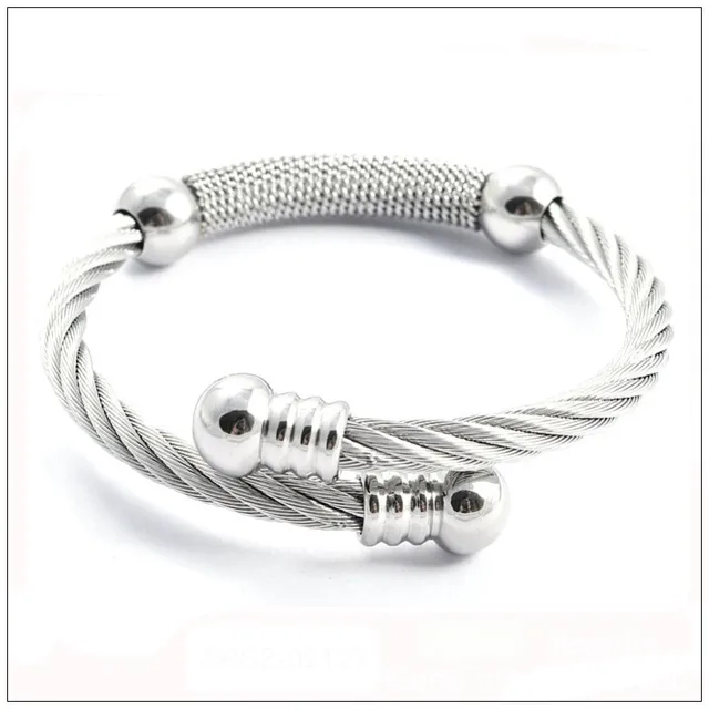 Free Shipping Fashion Jewelry 316l Stainless Steel Silver Wire Free Shipping Fashion Jewelry 316l Stainless Steel Silver Wire Winding Cuff Bracelets Bangles For Women Men