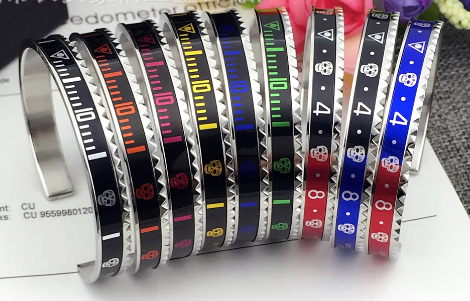 Dial Steel Speedometer Bracelet Man Submariner Cuff Bracelets Skull Bangles Bracciale Pulseira Stainless Steel Jewelry