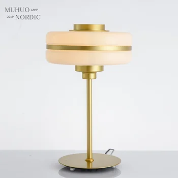 

Post modern white ball glass lamp Nordic minimalist creative fashion personality warm bedroom decoration bedside table lamp