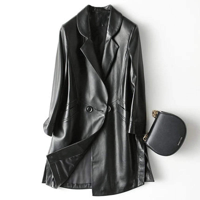 

Genuine Leather Jacket Women 2019 Autumn Winter 100% Real Sheepskin Coat Female Long Overcoat Plus Size 4XL chaqueta mujer LX417