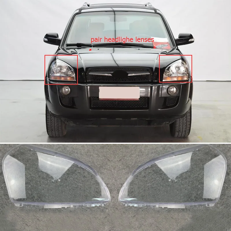 2x Left + Right Headlight Headlamp Clear Lens Cover For HYUNDAI TUCSON 2005 2006 2007 2008 2009 Headlight Lens Cover Replacement