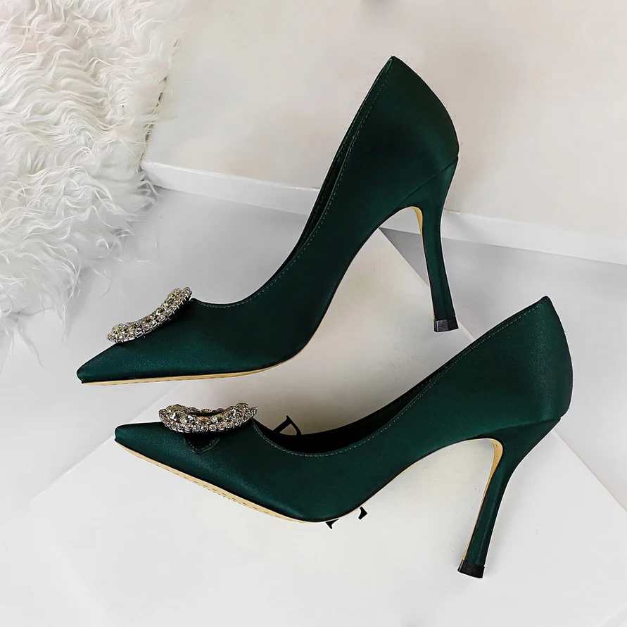 Для женщин Фетиш 9,5 см обувь на высоком каблуке; женские свадебные ботинки на каблуках Женские Scarpins, синий, зеленый, розовый; обувь с блестящими стразами Стразы красные туфли