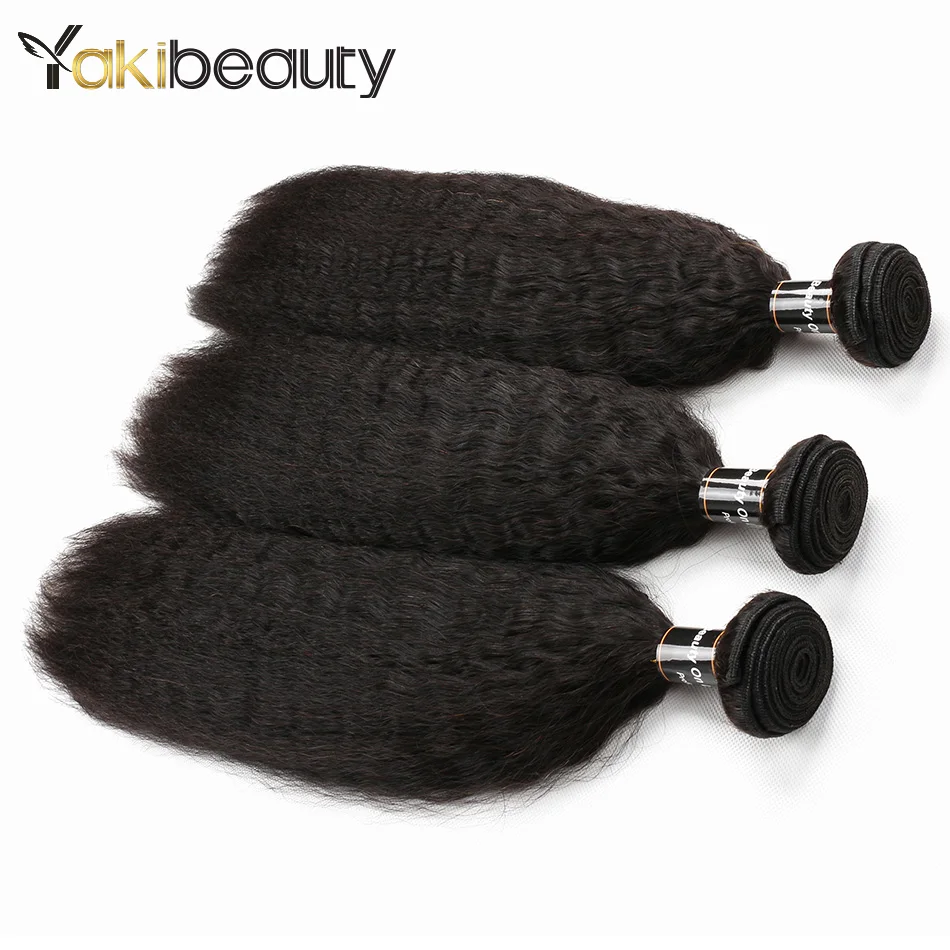 Kinky Straight Hair Bundles 3pcslot Yakibeauty Raw Indian Human Hair Weave Bundles 8-28inch Natural Black Remy Hair Extension (2)