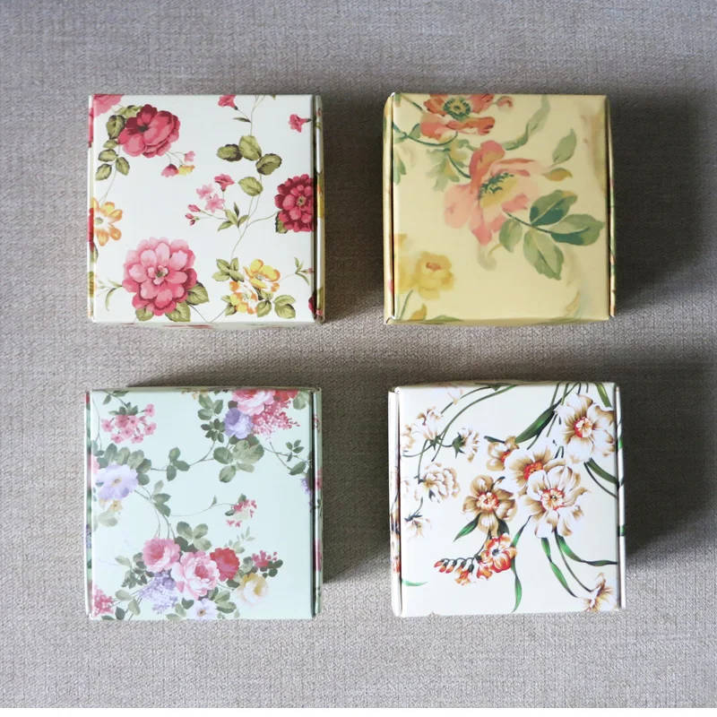 Красивые цветочные бумажные коробки ремесла ювелирных изделий Подарочная упаковка для конфет вечерние коробки