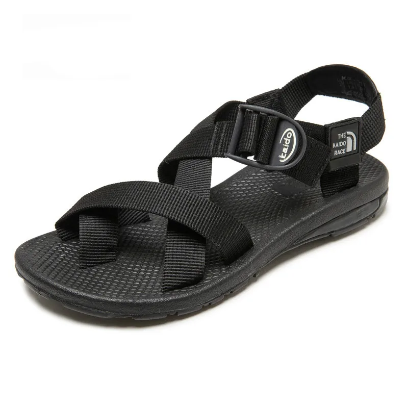 2017 Summer Vietnam Men s Beach Sandals Nylon Belt Cross Rubber Bottom Casual Toe Beach Shoes