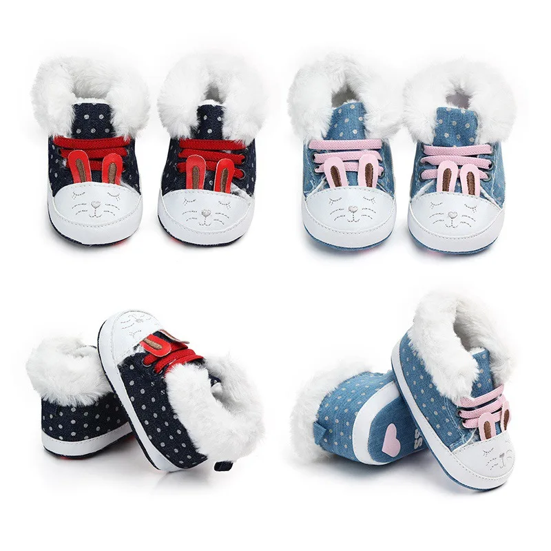 

Winter First Walker Newborn Baby Girl Plus Velvet Warm shoes Princess Kids Baby shoes children shoes