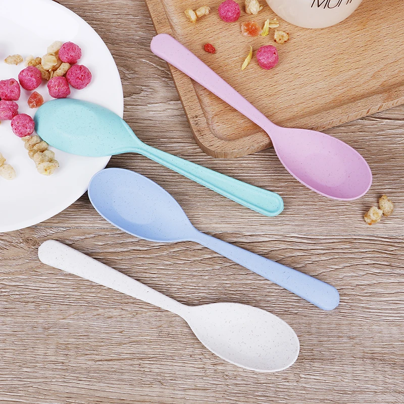 

2Pcs Wheat Straw Baby Feeding Spoon Children Anti-scald Spoon Kindergarten Children Eat Spoon Flatware Children Food Utensils