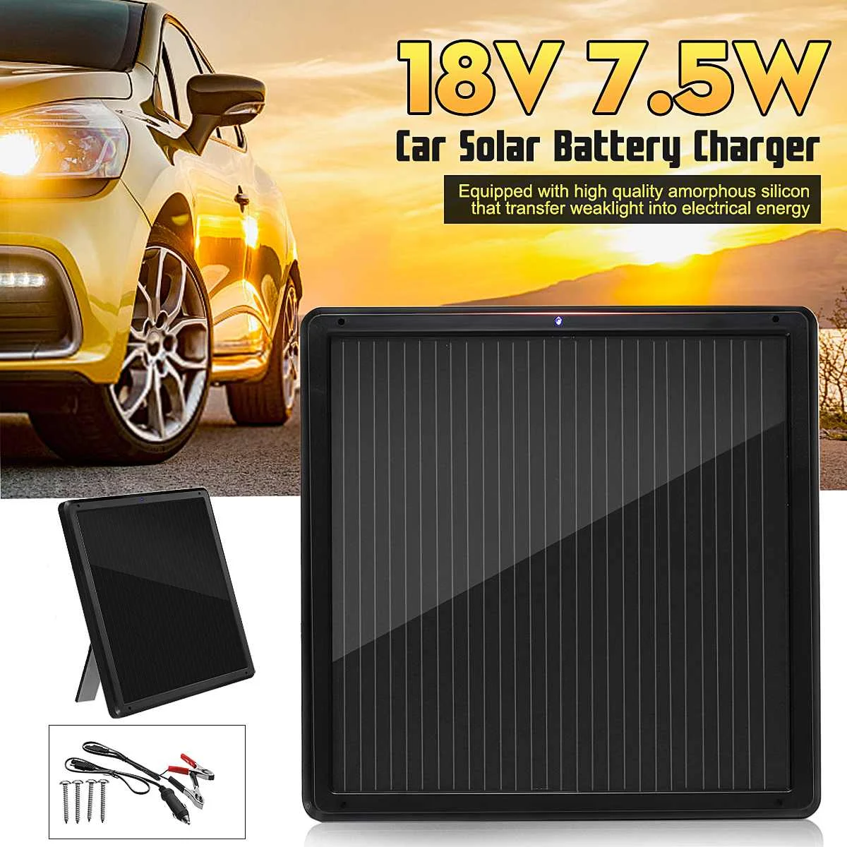 

Solar Cells Charger Panel Battery 18V 7.5W Solar Panel Trickle Battery Charger Maintainer For Car Vehicle Solar Cell Board