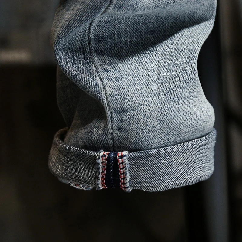 Ripped Jeans Men Skinny Light Blue High Street Style Male Jeans Elasticity Slim Fit Frayed Casual Men Pants Trousers Biker