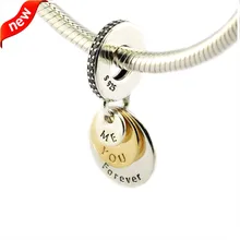 Подходит для браслетов Pandora You& Me шармы "навсегда" с позолотой 14 K серебряные бусины 925 пробы