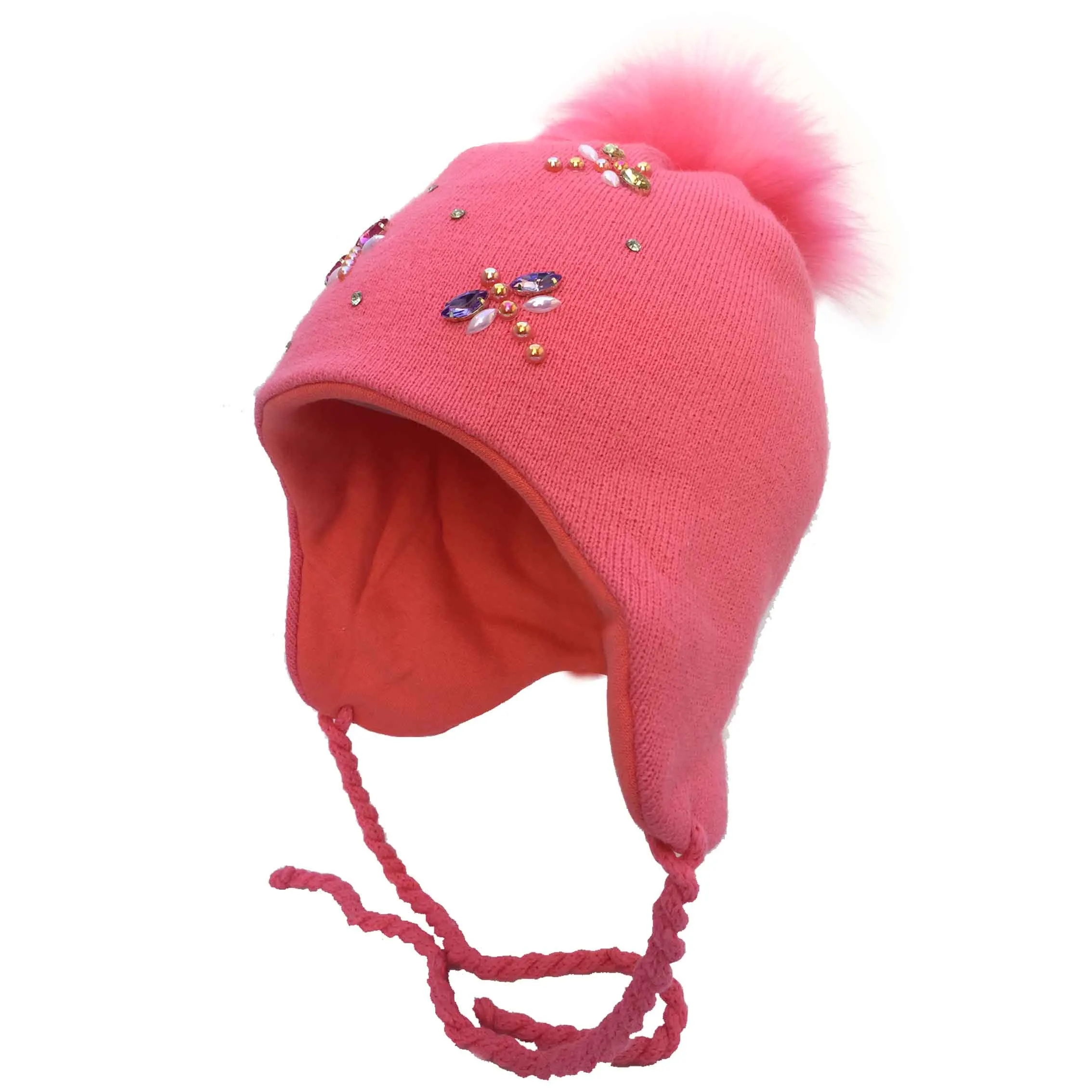 MTTZSYLHH/детская зимняя шапка; шапка для девочек; вязаная шапка; Фирменная Новинка; плотная зимняя теплая шапка - Цвет: Розовый