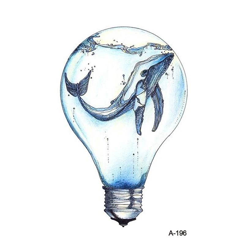 

Wyuen New Design Creative Bulb Whale Animal Fake Tattoo Waterproof Temporary Arm Tatoo Stickers Body Art Ocean Tattoos A-196
