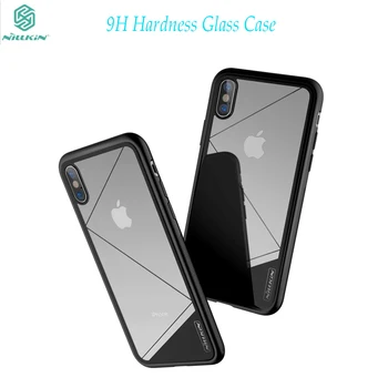 

Nillkin for iPhone X Tempered glass Case For iphoneX Crystal Clear Soft TPU Mirror Surface Gloss Glass Back Cover For iPhone 10