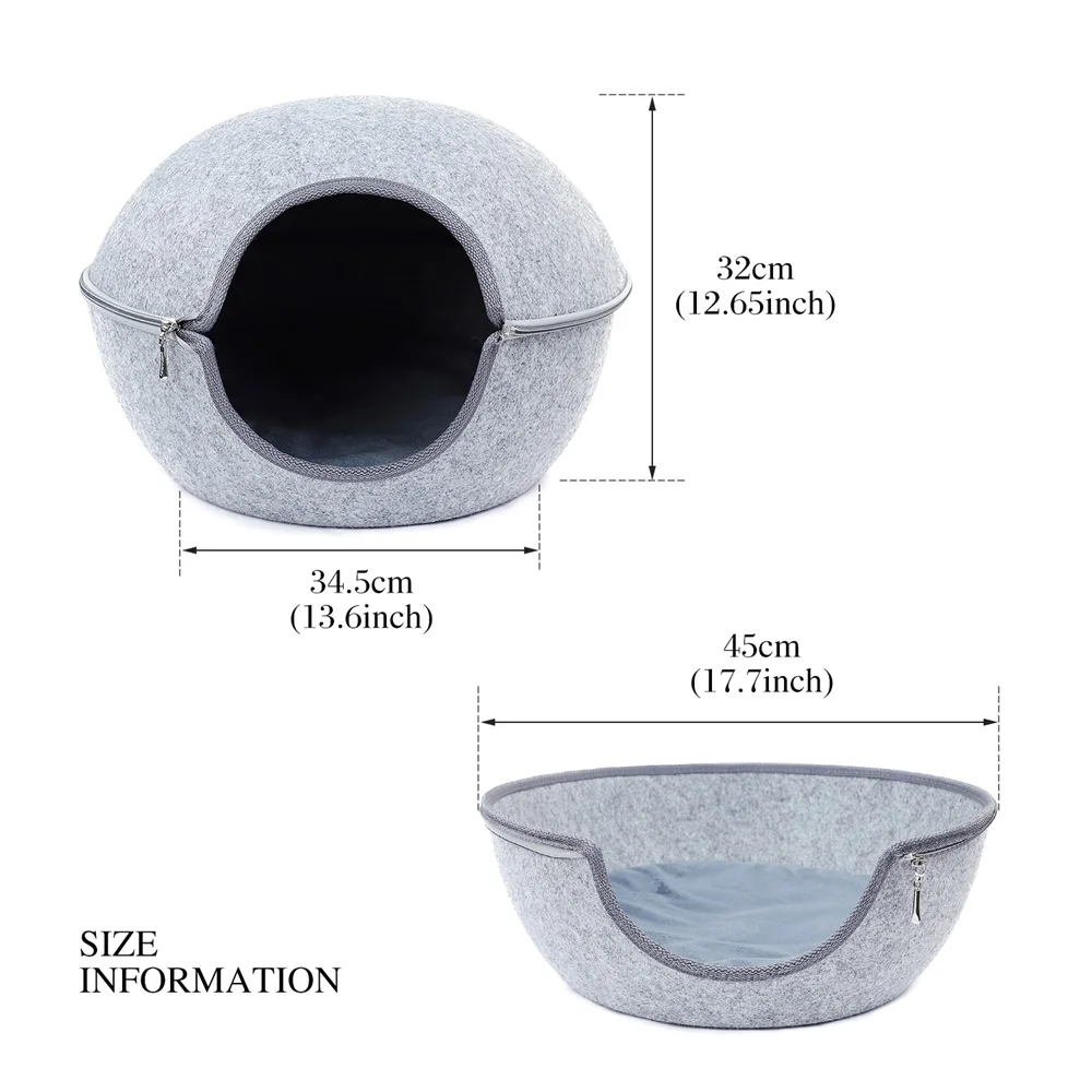 Высококачественный спальный мешок для кошек, мягкий зимний теплый фетровый спальный мешок для собак, кошек, спальный мешок на молнии в форме яйца, теплый домик для домашних животных