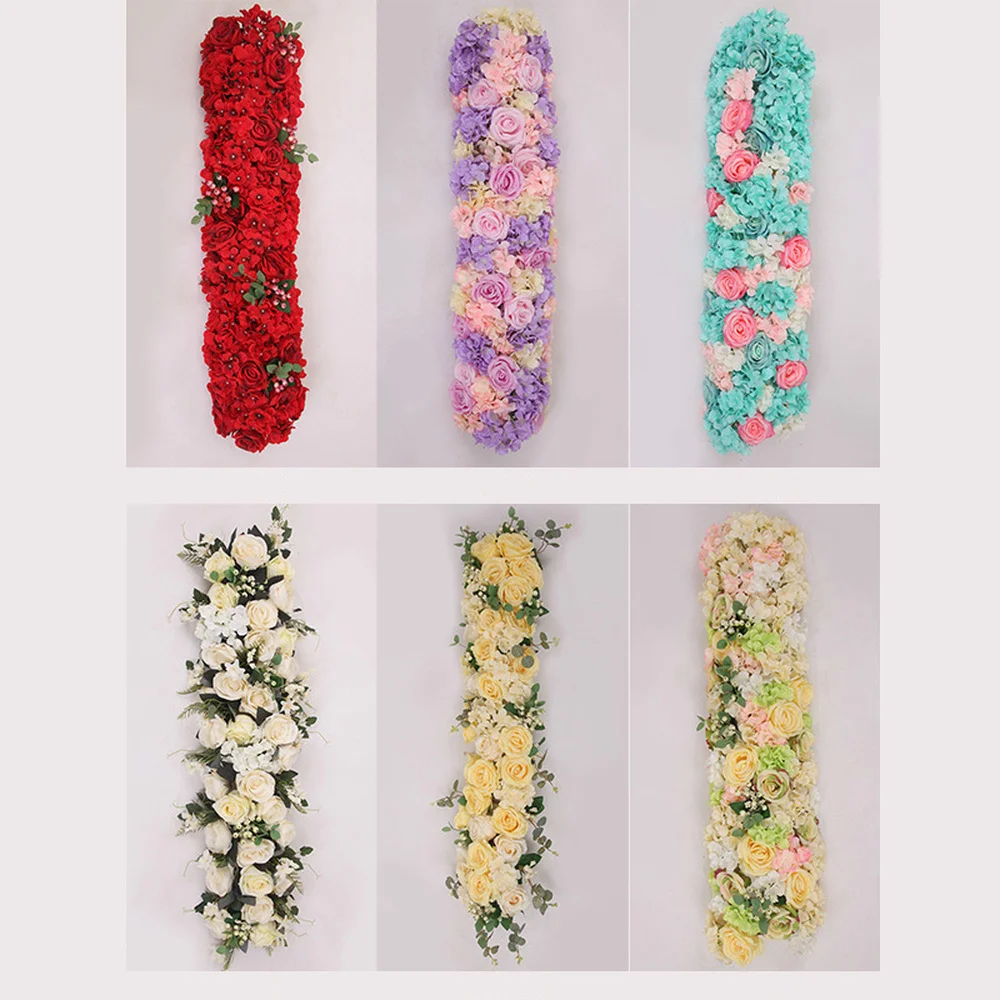 

1Pcs/lot 1M Road Cited Artificial Flowers Row Wedding Decor Flower Wall Arched Door Shop Flower Row Window T Station Christmas