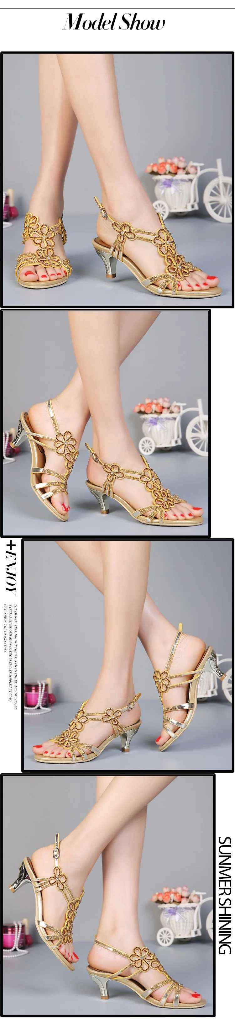 Womens Gold Wedding Shoes With Rhinestones Fashion Elengance Footware High Heels Sandals Stiletto High Quality2