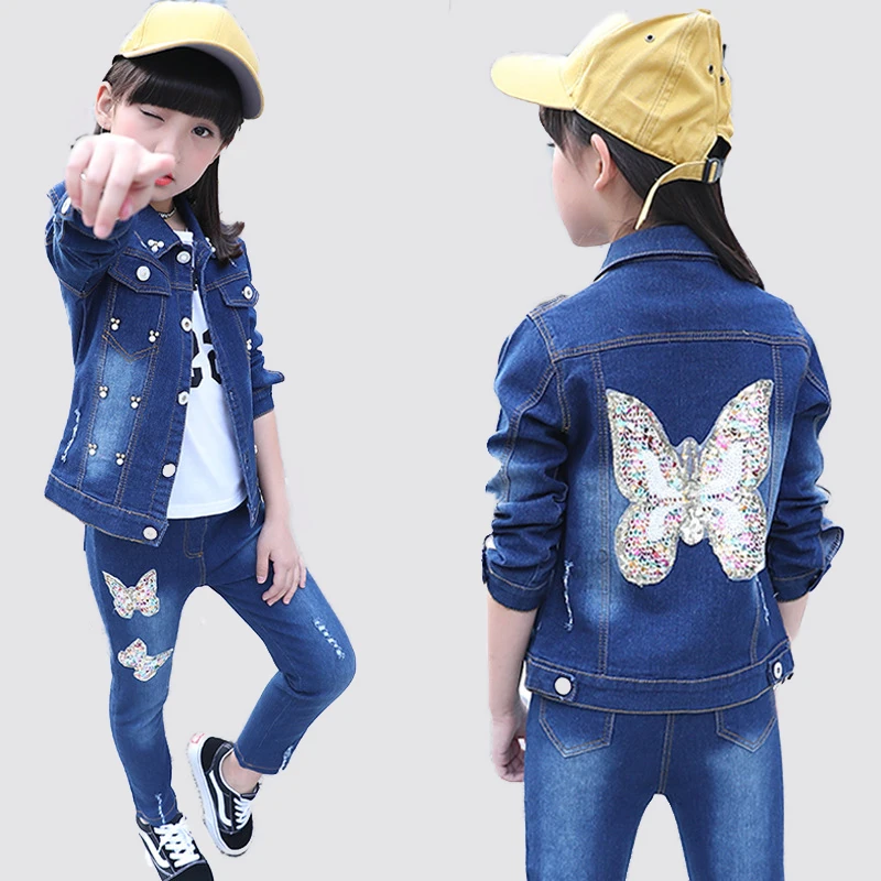 

Big girl fashion sports suit black and white clothing set for teenager autumn sportswear children XL sportswear 6 8 10 12 14