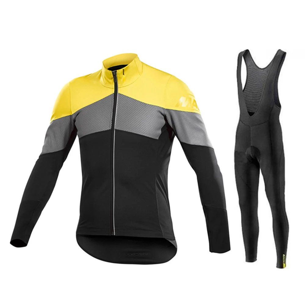 Осень для мужчин's Велоспорт комплект с длинным рукавом Mavic майки спортивные комплект дышащий велосипед одежда цикл Ropa Maillot Ciclismo - Цвет: Sets
