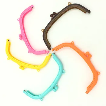 

5Pcs Mixed Candy Colorful Plastic Semicircle Arc Frame Kiss Clasps Lock Purses Handbag Handle Clutch Accessories 16cm